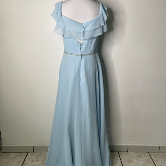 Mori Lee Women's Light Blue Bridesmaid Wedding Maxi Dress Size 10 - Picture 11 of 16